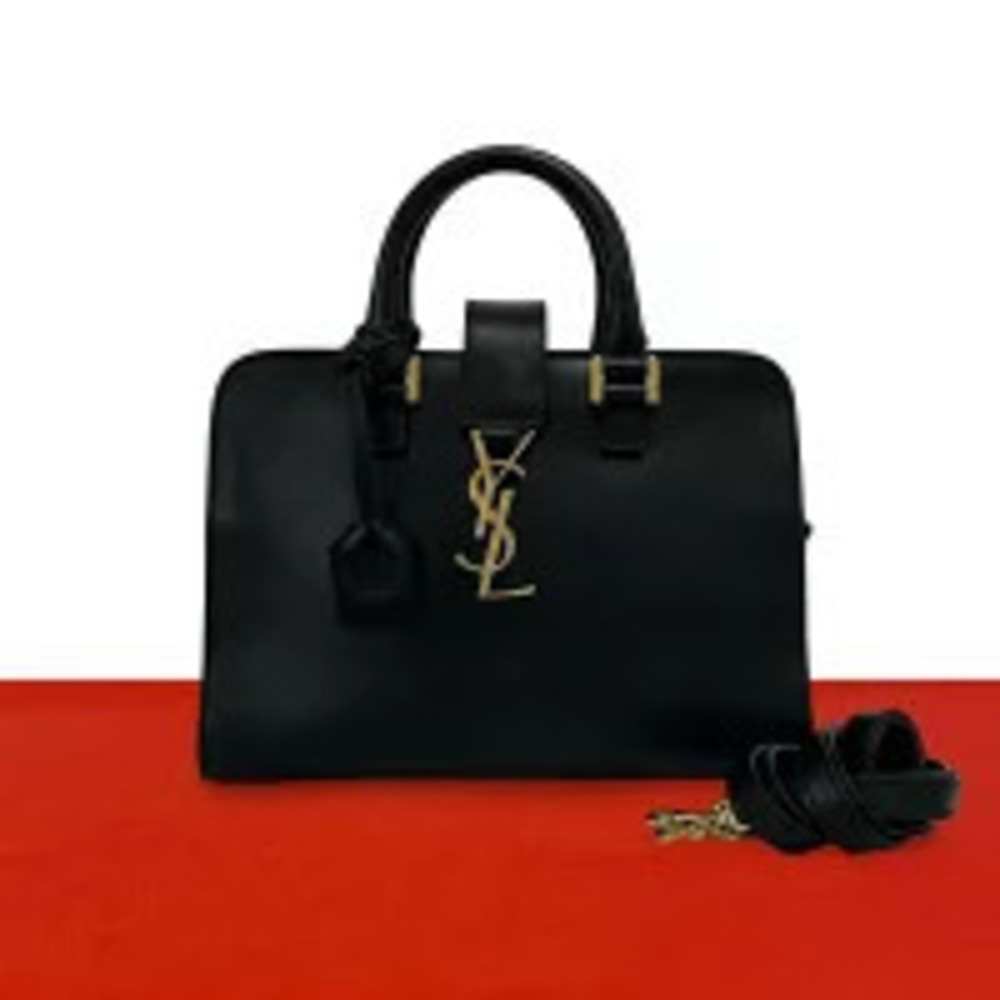 Saint Laurent Paris Baby Cabas Leather 2Way Shoulder Bag Black